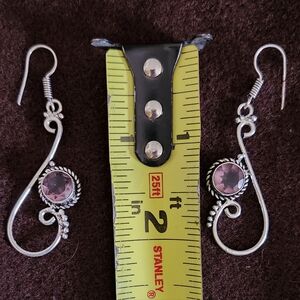 Very Unique .925 and Amethyst Swirl Earrings